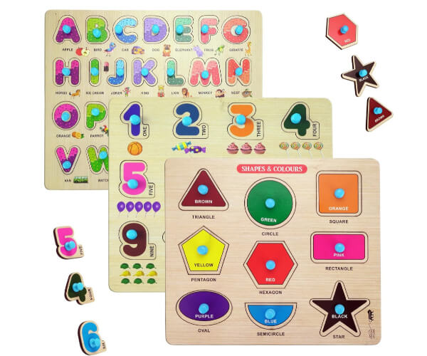 Letters Numbers And Shapes Wooden Jigsaw Puzzle Kit